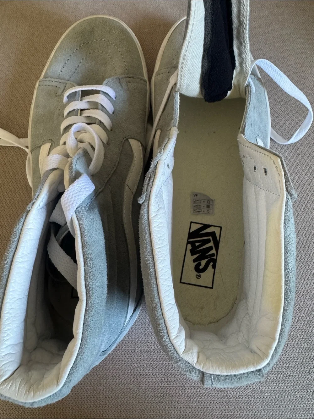 Vans Sk8-Hi Suede High-Top Sneakers in Light Gray/White